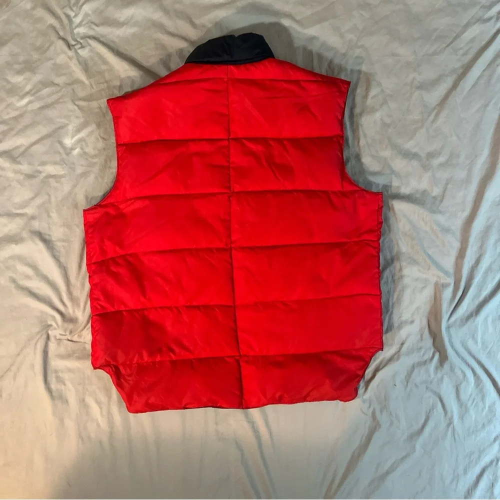 Vintage Navy Blue and Red Reversible Puffer Vest - Picture 4 of 5